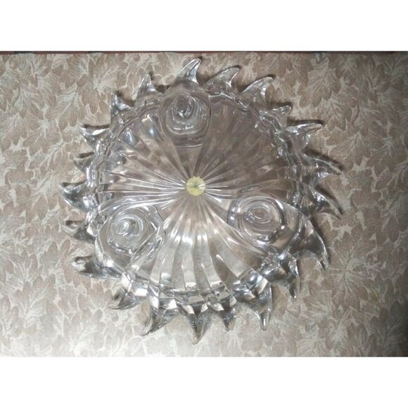 Partylite Candle holder Sun-burst Lead Crystal Made in Germany clear glass 9.5" - Picture 3 of 7